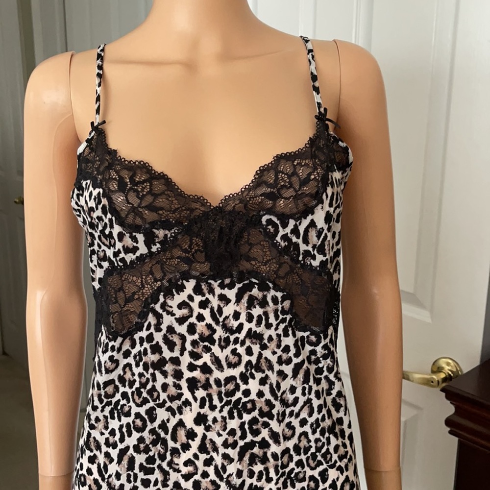 NWT Vintage Victoria’s Secret Leopard Lace Trim Slip Dress - Picture 4 of 8